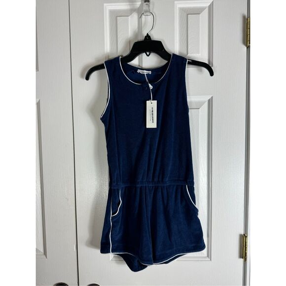 NWT Minnow Girls Navy Terry Romper Size 11/12 - Picture 1 of 3